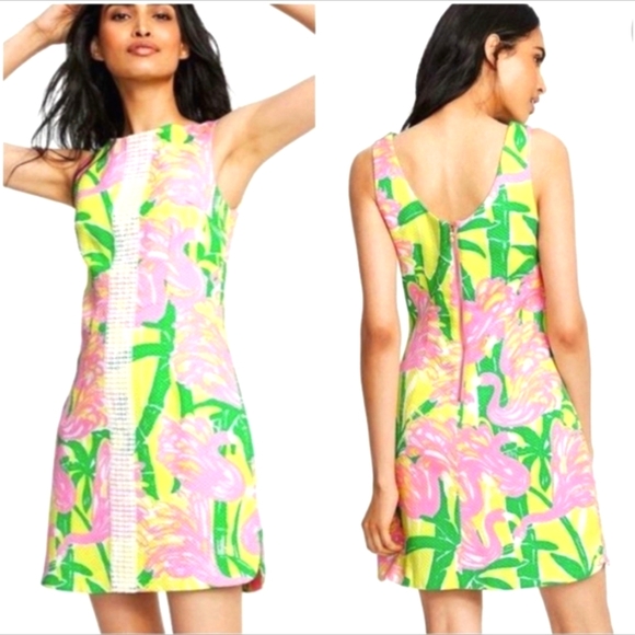 Lilly Pulitzer X Target Collab "Fan Dance" Dress - Flamingo - SIZE 6 Preppy - Picture 7 of 7